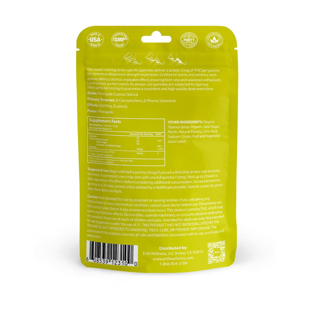 Pineapple Express THC gummies package back