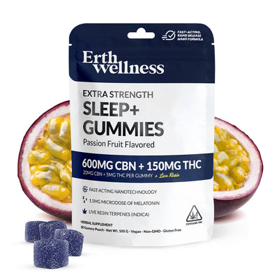 CBD and THC sleep gummies front packaging