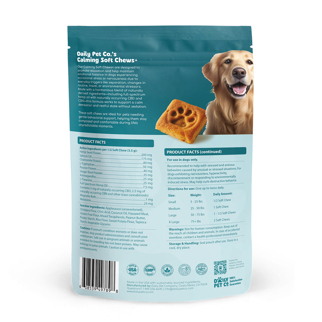 Calming Soft Chews+ for Dogs - 600mg CBD : 300mg CBN