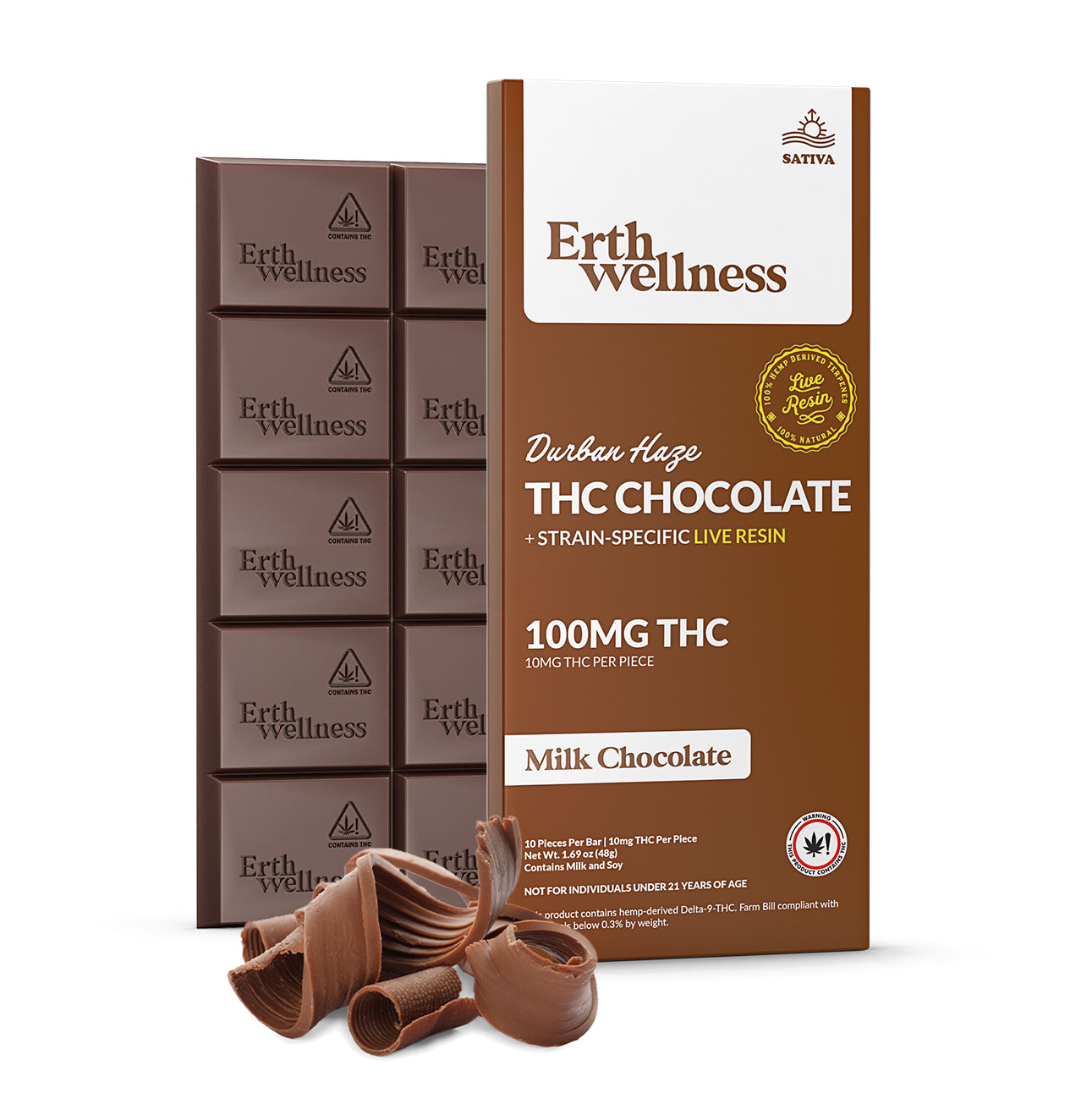 Δ9 THC Chocolate Bar – Durban Haze (Sativa) | Live Resin | Milk Chocolate (100mg)