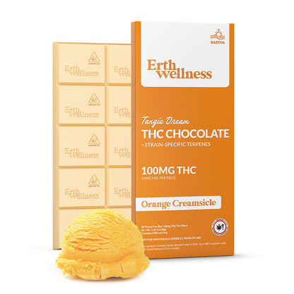 Δ9 THC Chocolate Bar – Tangie Dream (Sativa) | Strain Specific | Orange Creamsicle (100mg)