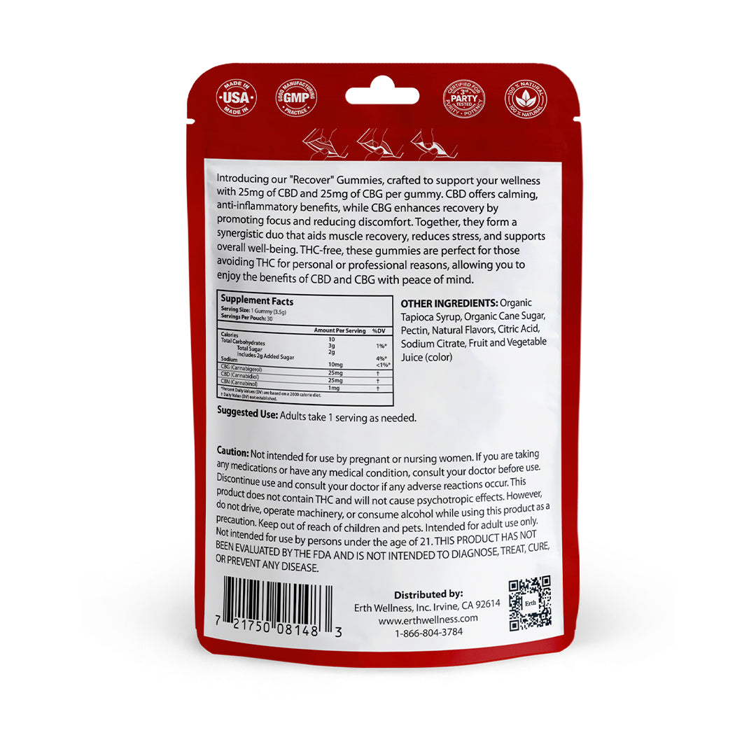 Recover Gummies – CBD + CBG (THC-Free) - Strawberry Mango (1500mg)