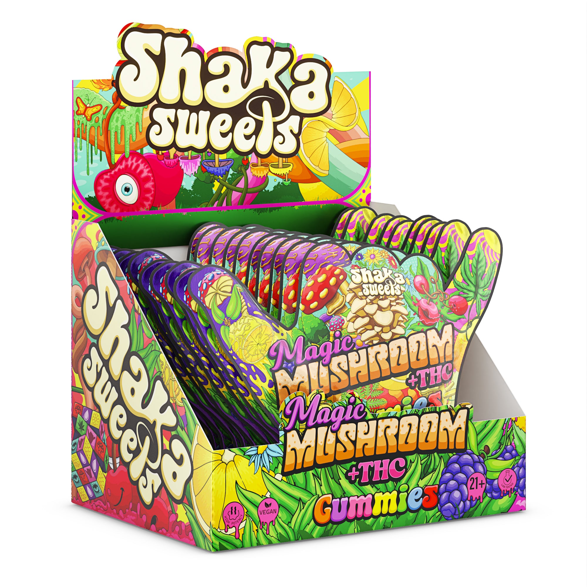 Shaka Sweets Magic Mushroom + THC Gummies | Bomb Pop Flavor
