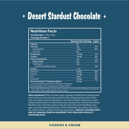 Desert Stardust Mushroom Chocolate Bar - Cookies & Cream