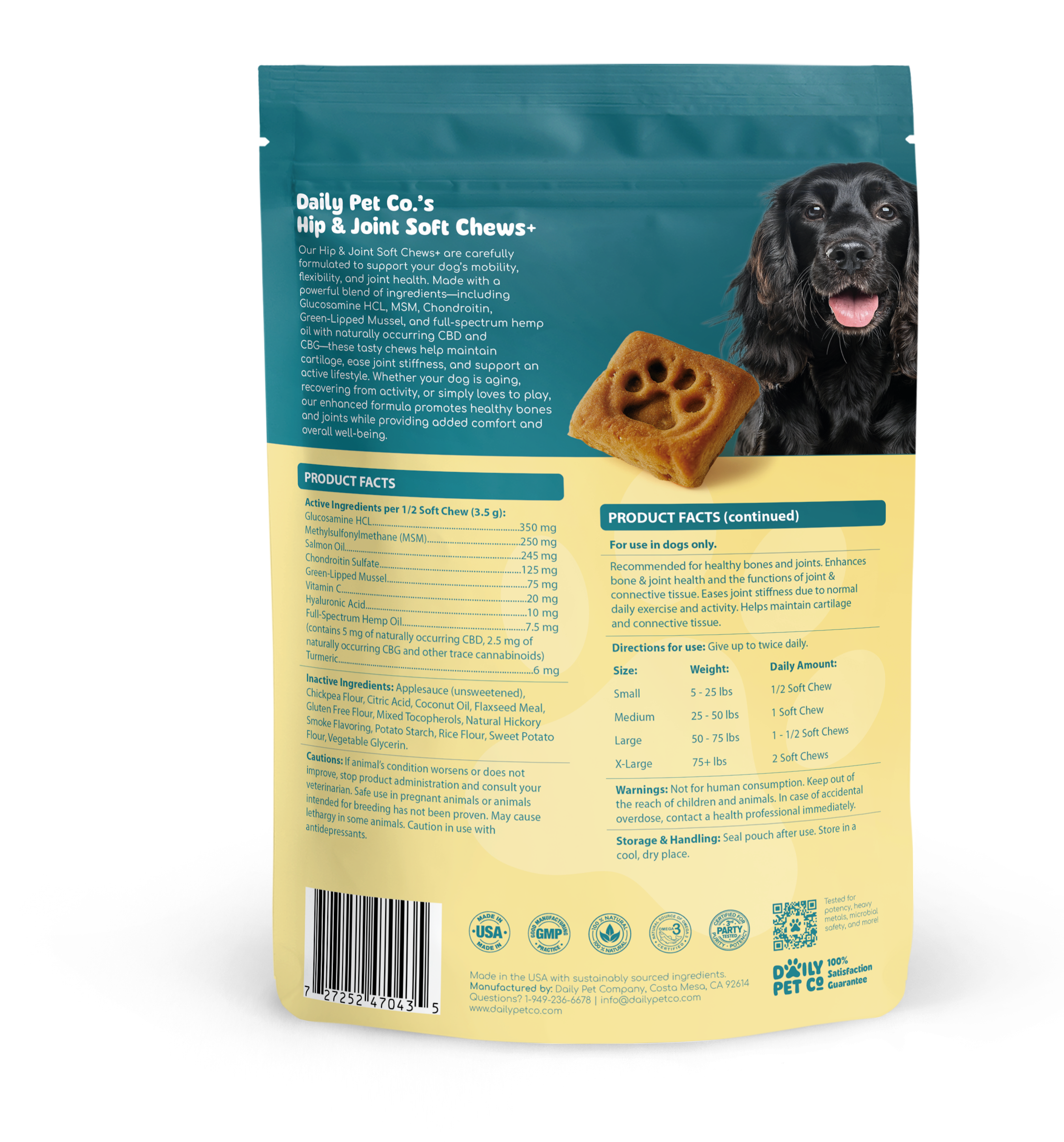Hip & Joint Soft Chews+ for Dogs - 600mg CBD : 300mg CBG