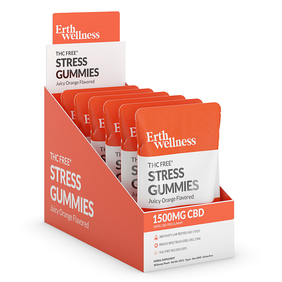THC-Free STRESS Gummies - Juicy Orange (1500 mg CBD Total)
