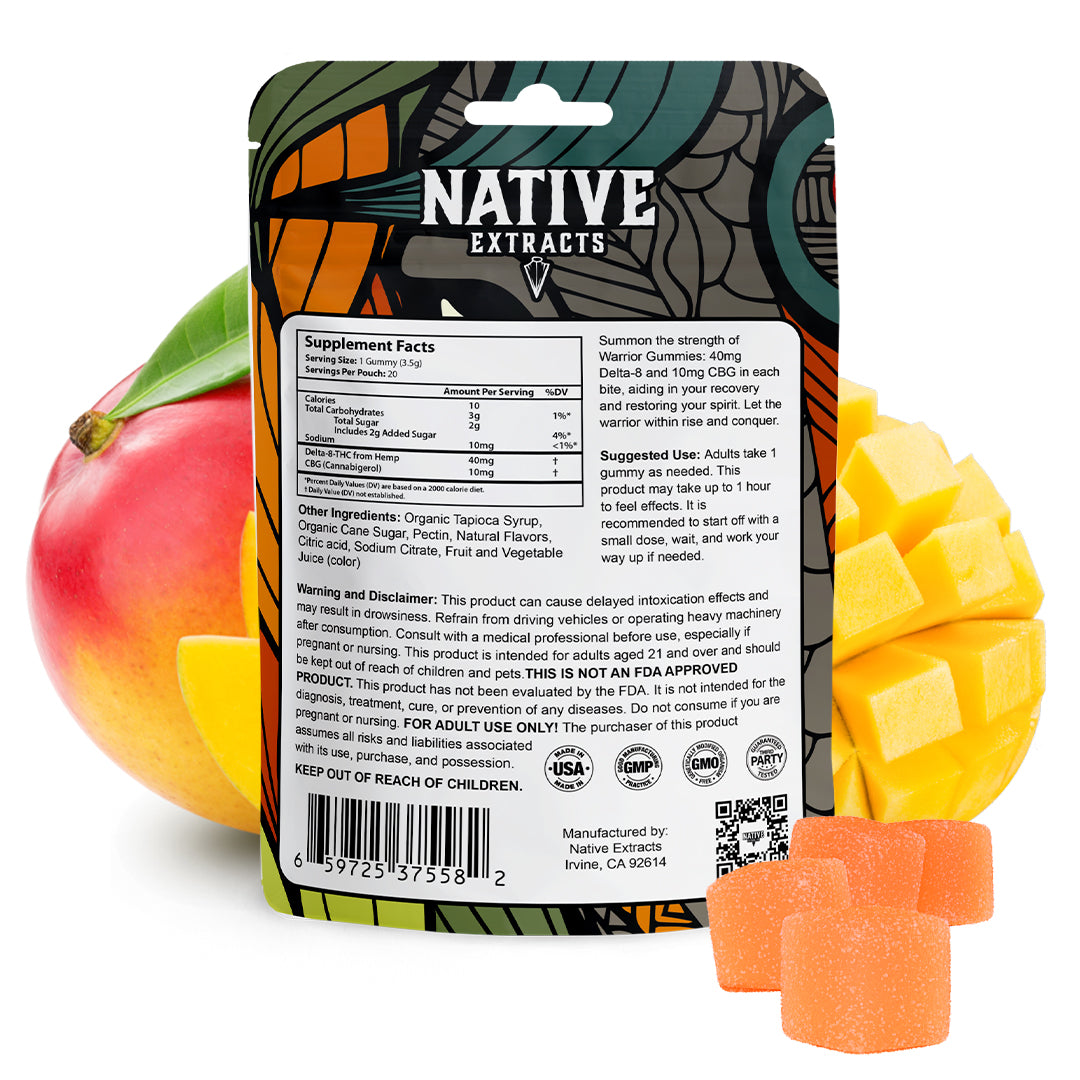 "Warrior" - 800mg Delta-8 THC + 200mg CBG - Mango (Recover)